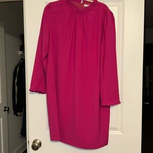 NWT j crew pink long sleeve ruffle dress